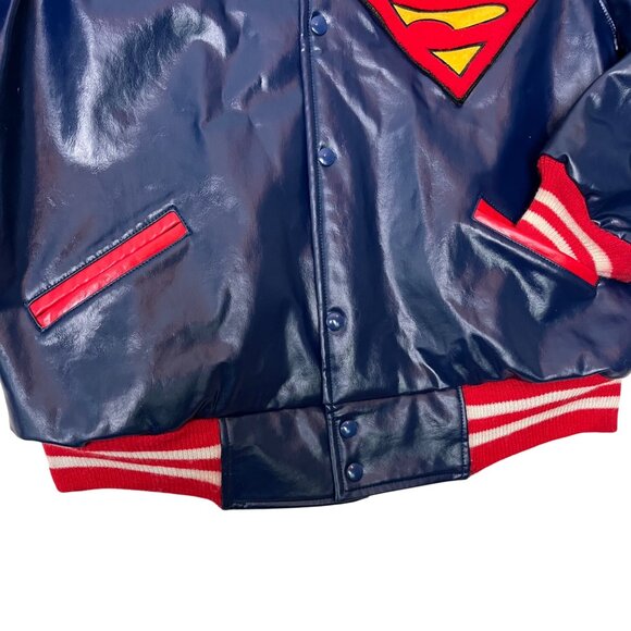 VTG Superman Varsity Jacket Mens XXL Blue Red & White Stripes Justice League USA - Picture 7 of 16